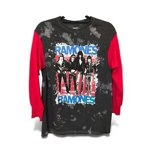 Ramones Long Sleeve Rocktop Upcycle - Black and Red
